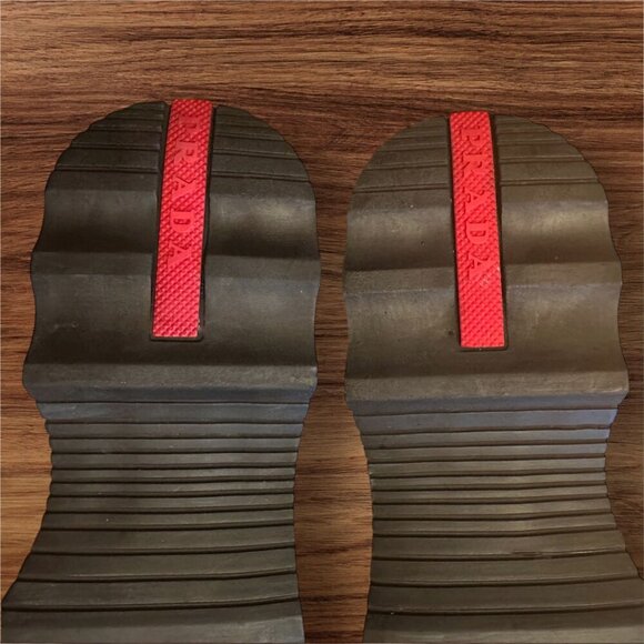 White Black Leather Prada Slides Flat Sandals Flip Flops Size EU 36.5 US 6.5 - Picture 8 of 9